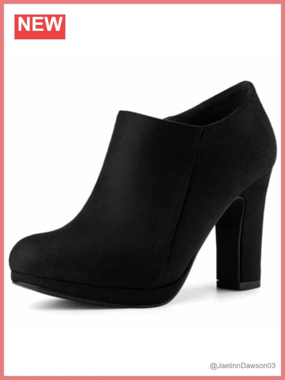 Platform Chunky Heel Ankle Booties Faux Suede Round Toe Side Zip